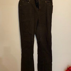 Chocolate Brown Denim Boot Leg Jeans - Jones NY Sports - Size 10